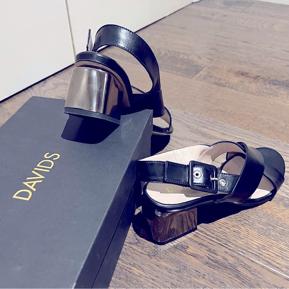 BROWN’S Shoes/Sandals With Chrome Metal Block Heels, New In Box, Size 40 - Picture 12 of 15